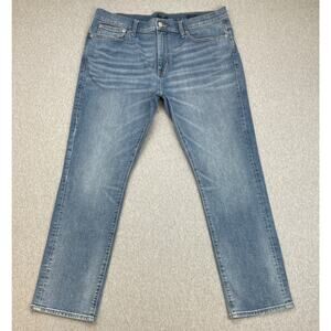 J Crew Jeans Mens 36 x 30 Blue Cotton Blend Stretch Slim Fit Straight Leg